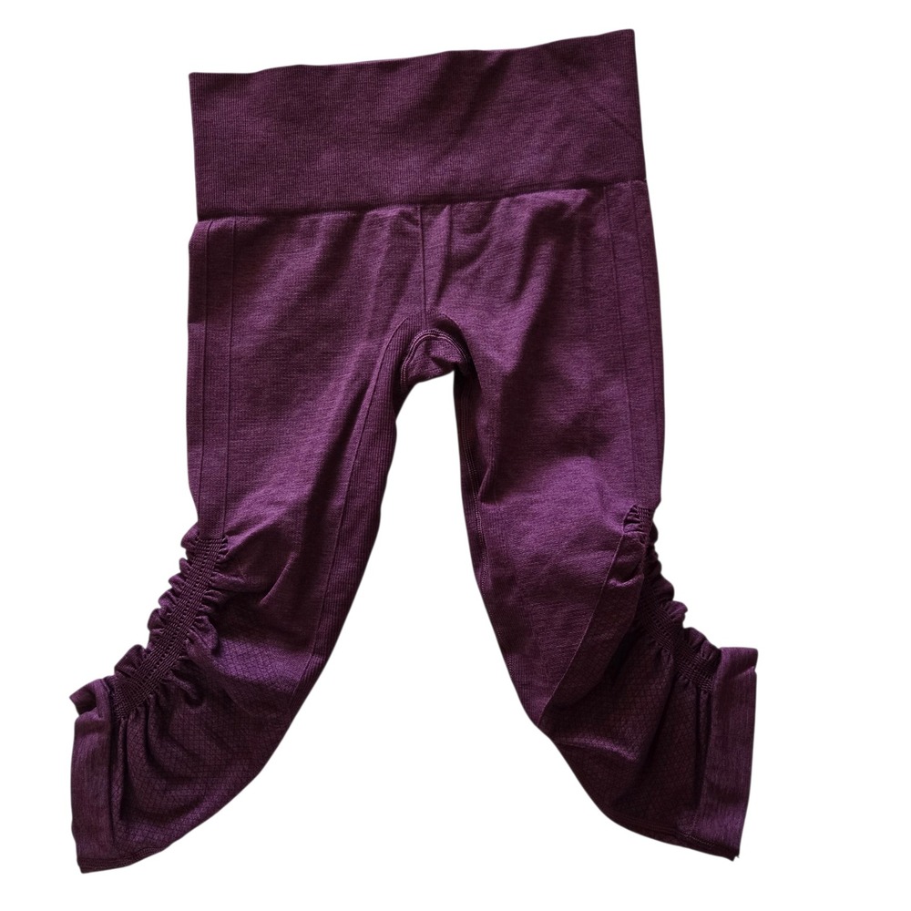 Lululemon Ebb To Street Crop Ruched Seamless Leggings Purple Dark Magenta Size 4